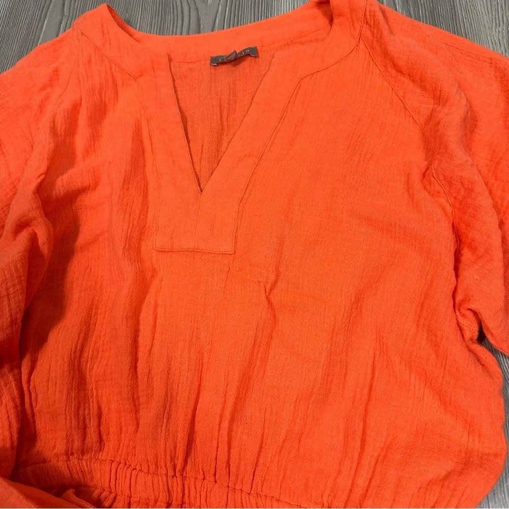 Lilla P Orange Cotton Gauze Mini Dress Casual Summer‎ Beach Spring Break Resort